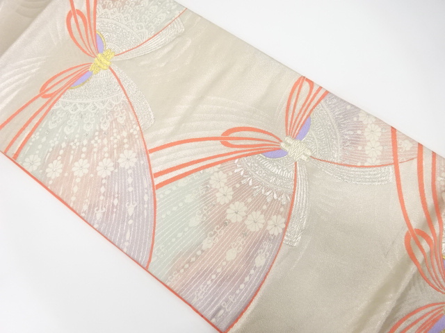 JAPANESE FUKURO OBI / WOVEN BUTTERFLY & FLORAL SARASA